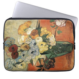 Capa Para Notebook Vida estática - Vaso japonês com Rosas e anêmonas