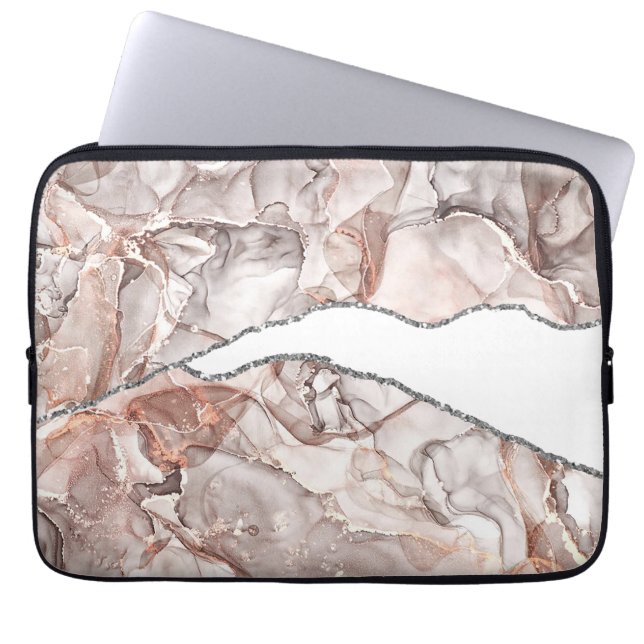 CAPA PARA NOTEBOOK VIDRO DE GLAMETRO DE PRATA DE ÁGUA DOURADA LUMINOS (Frente)