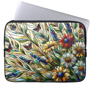 Capa Para Notebook Vidro-Design, flores e borboletas