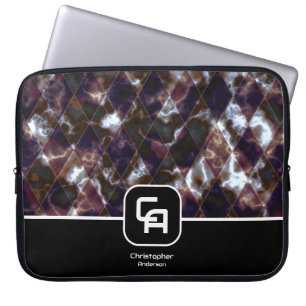 Capa Para Notebook Vidro Manchado Marrom Preto Branco Monograma