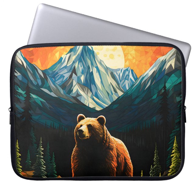 Capa Para Notebook Vidro Selvagem Montanha Urso Sunset (Frente)