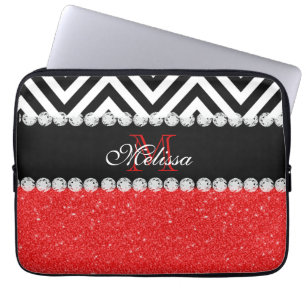 CAPA PARA NOTEBOOK VIGA VERMELHA DO PRETO DO BRILHO MONOGRAMMED