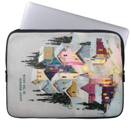 Capa Para Notebook Vila de Inverno Colorida Impasto Neve