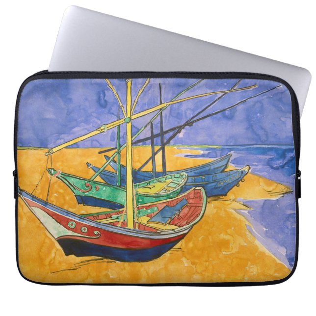 Capa Para Notebook Vincent van Gogh - Barcos de Pesca na Praia (Frente)