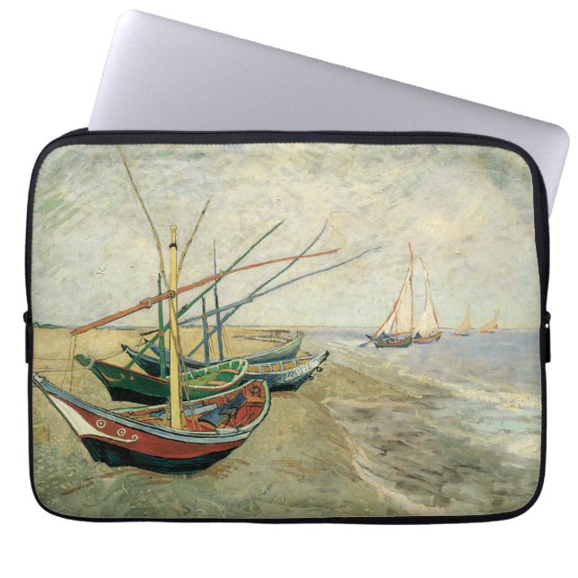 Capa Para Notebook Vincent van Gogh - Barcos de Pesca na Praia (Frente)
