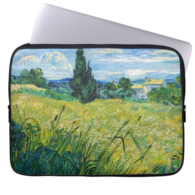 Capa Para Notebook Vincent van Gogh - Campo de Trigo Verde com Cypres (Frente)