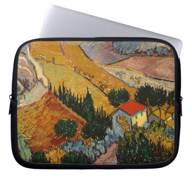 Capa Para Notebook Vincent van Gogh | Paisagem com House & Plowman (Frente)