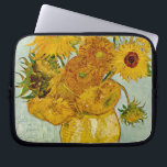 Capa Para Notebook Vincent Van Gogh Sunflowers<br><div class="desc">Vincent Van Gogh's Vase with 12 Sunflowers are yellow against a background of light blue. The sunflowers show strong  brushstrokes characteristic of the great impressionist artist.</div>