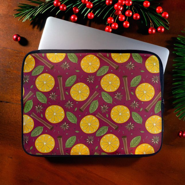 Capa Para Notebook Vinho branco apimentado (Christmas mulled wine spicy white laptop sleeve)