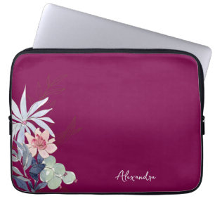 Capa Para Notebook Vinho Floral Elegante Abstrato