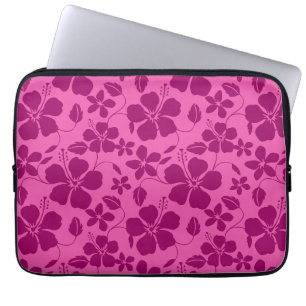 CAPA PARA NOTEBOOK VINHO TINTO BURGUNDY COM HULA HAVAIANO (HIBÍSCIMO)