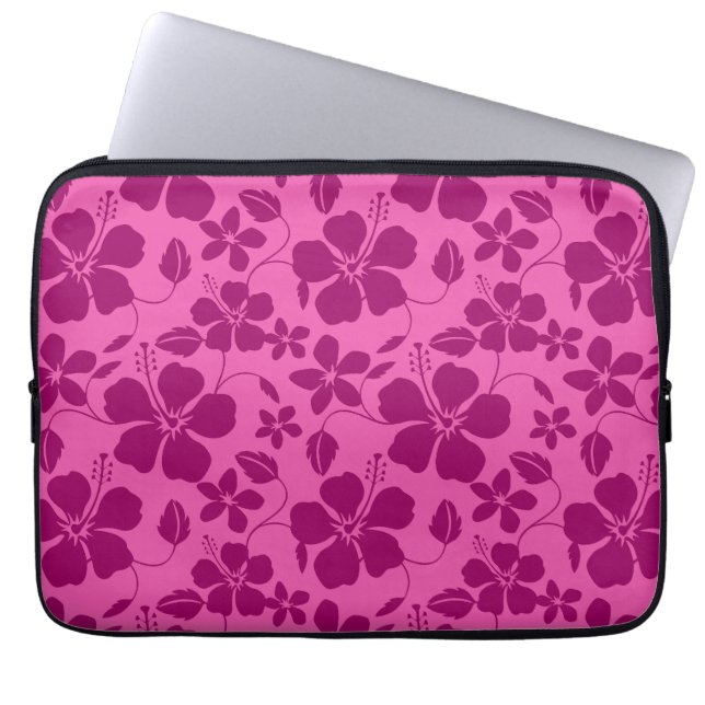 CAPA PARA NOTEBOOK VINHO TINTO BURGUNDY COM HULA HAVAIANO (HIBÍSCIMO) (Frente)