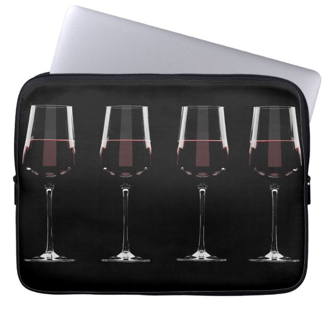 Capa Para Notebook Vinhos com vinho tinto em preto (Frente)