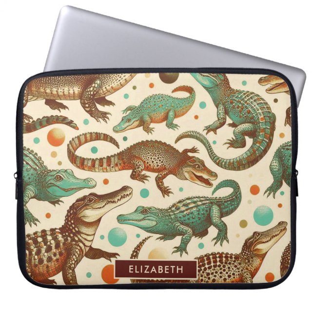 Capa Para Notebook Vintage Alligator Seamlees (Frente)