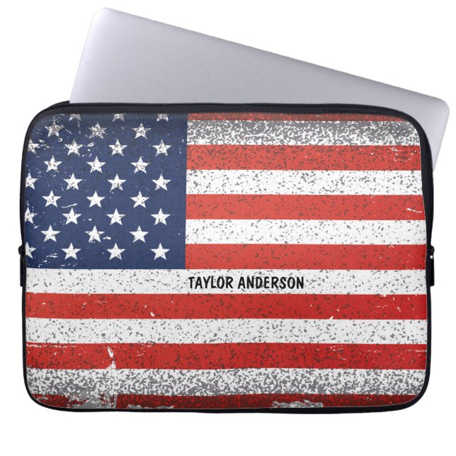 Capa Para Notebook Vintage American Flag (Frente)