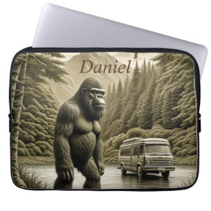 Capa Para Notebook Vintage Bigfoot e RV Camper Personalizados