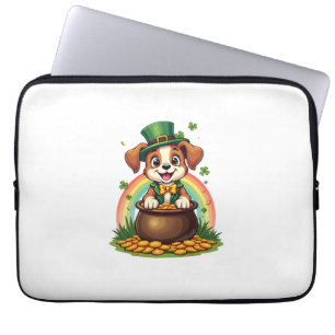 Capa Para Notebook Vintage Cachorro Lucky Leprechaun Arco-íris Pote d