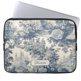 Capa Para Notebook Vintage chic Blue toile de jouy monograma