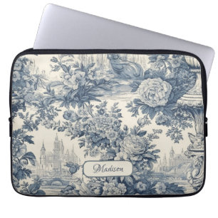 Capa Para Notebook Vintage chic Blue toile de jouy monograma