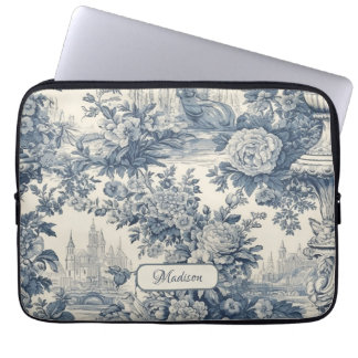 Capa Para Notebook Vintage chic Blue toile de jouy monograma