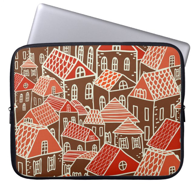 Capa Para Notebook Vintage City Building Seamless Patterno (Frente)