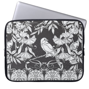 Capa Para Notebook Vintage com flores decorativas e bir