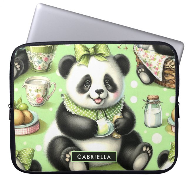 Capa Para Notebook Vintage Cute Baby Panda (Frente)