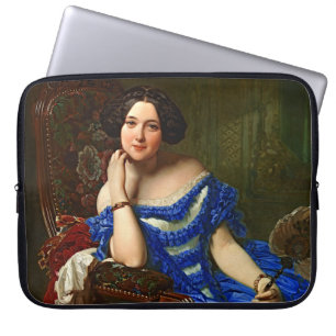 Capa Para Notebook Vintage Elegante Dama Em Vestido Azul