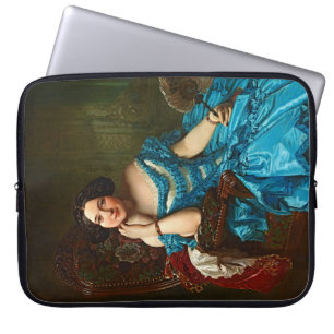 Capa Para Notebook Vintage Elegante Vestida Verde Azul
