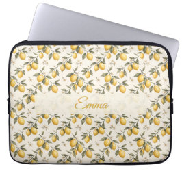 Capa Para Notebook Vintage Flor de Limão – Cítrico Botânico Elegante