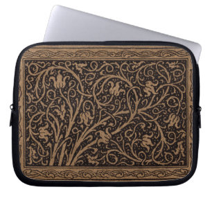 Capa Para Notebook Vintage Floral Brown Swirls