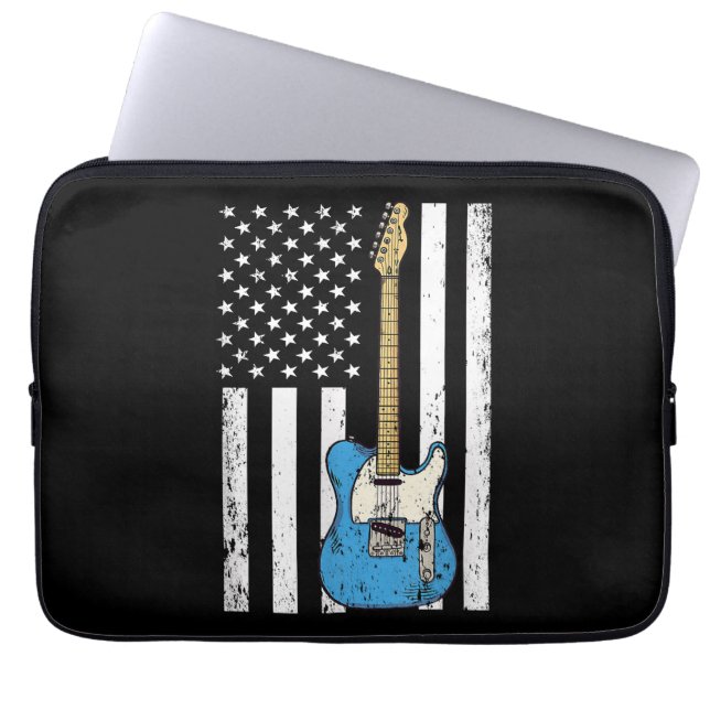 Capa Para Notebook Vintage Guitar American Flag (Frente)