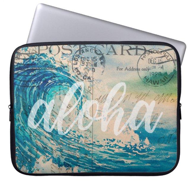 Capa Para Notebook Vintage havaiano Wave Postcard Wetsim (Frente)