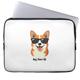 Capa Para Notebook Vintage Hey, Patas para Cima Corgi com Óculos de S