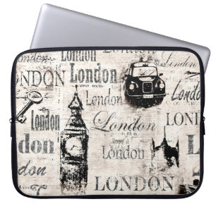 Capa Para Notebook Vintage jornal antigo London grunge Colage