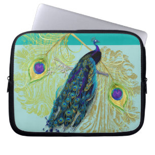 Capa Para Notebook Vintage Peacock w Etch Swirls n Feather Art