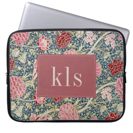 Capa Para Notebook Vintage Red Pink Floral William Morris Monograma L