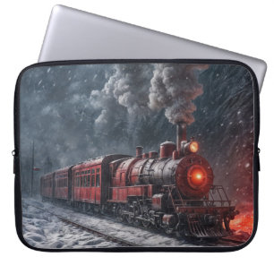 Capa Para Notebook Vintage Red Snow Train