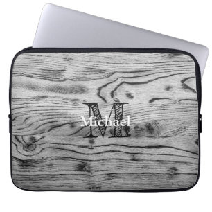 Capa Para Notebook Vintage rústica cinza negra queimada Monograma