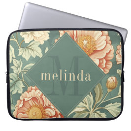 Capa Para Notebook Vintage Sage Floral William Morris Monograma