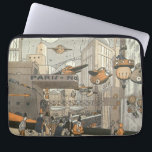 Capa Para Notebook Vintage Science Fiction Urban Paris, Steam Punk<br><div class="desc">Ilustração vítrea Vintage punk vapor vitoriano Science Fiction viagem futurista e metrópole de transporte. A cidade de Paris,  a França,  no futuro,  com aviões de dimensão pessoal em vez de carros e a estação de metro Gare du Nord.</div>