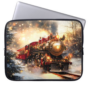 Capa Para Notebook Vintage Snowy Night Christmas Train Express