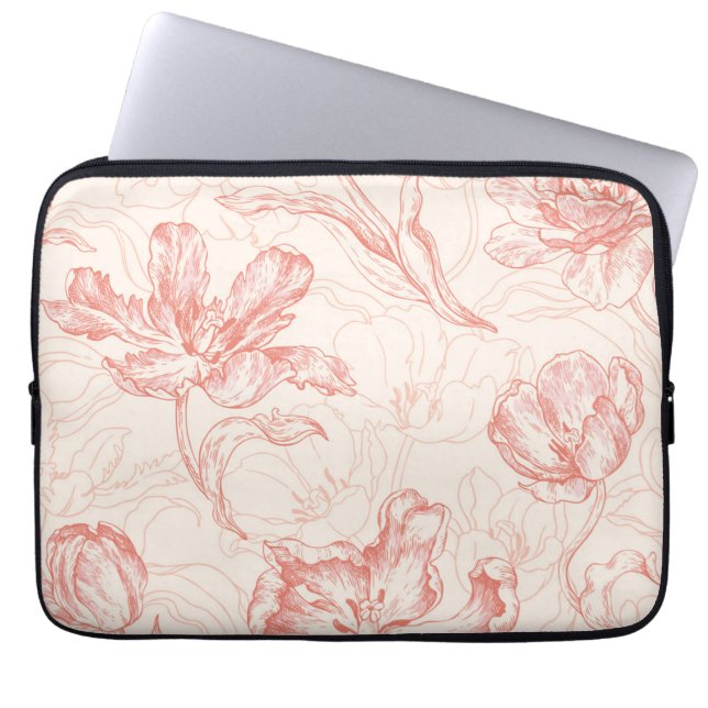 Capa Para Notebook Vintage Tulip Floral Patterno (Frente)