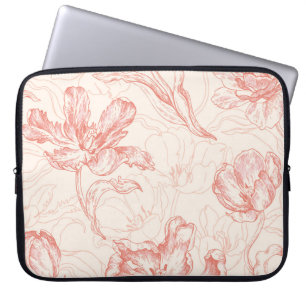 Capa Para Notebook Vintage Tulip Floral Patterno