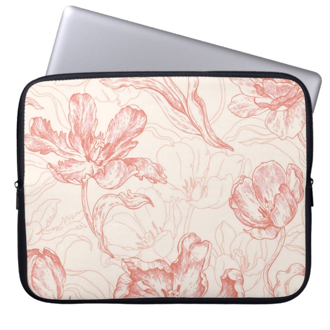 Capa Para Notebook Vintage Tulip Floral Patterno (Frente)