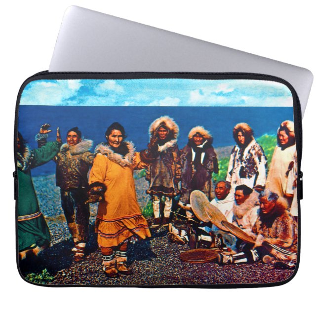 Capa Para Notebook Vintage USA Alaska Eskimo Dançarinos (Frente)