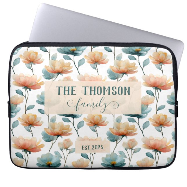 Capa Para Notebook Vintage Watercolor Floral Family Heritage (Frente)