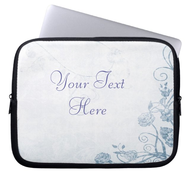 Capa Para Notebook Vintagem Azul Elegante (Frente)