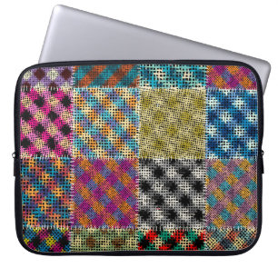 Capa Para Notebook Vintagem de quadrados de Canvas grosseira