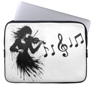 Capa Para Notebook Violinista Nascido da Tinta na Tempestade de Som
